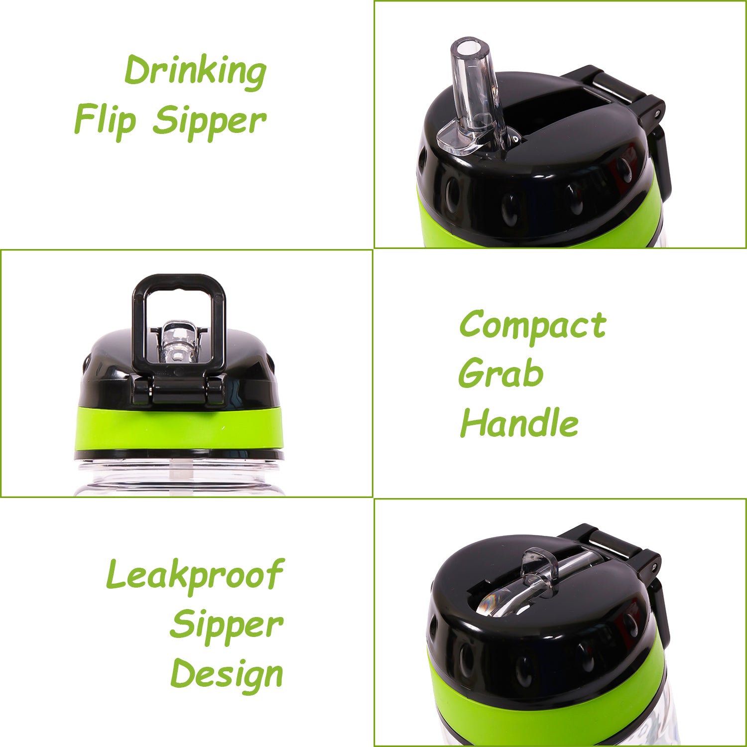 EAZY KIDS Tritan Water Bottle w/Carry handle, Gen Z - Black, 650ml