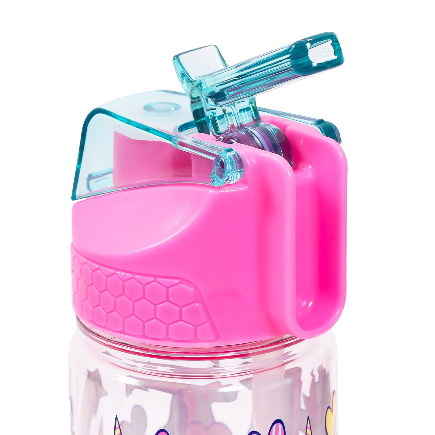 EAZY KIDS Tritan Water Bottle w/2in1 drinking, Flip lid and Sipper, Unicorn - Pink, 650ml