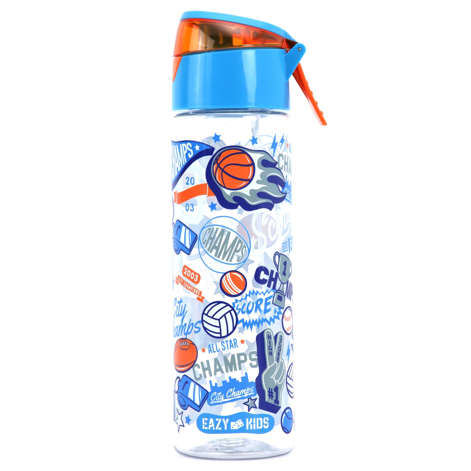 EAZY KIDS Tritan Water Bottle w/Spray, Soccer - Blue, 750ml