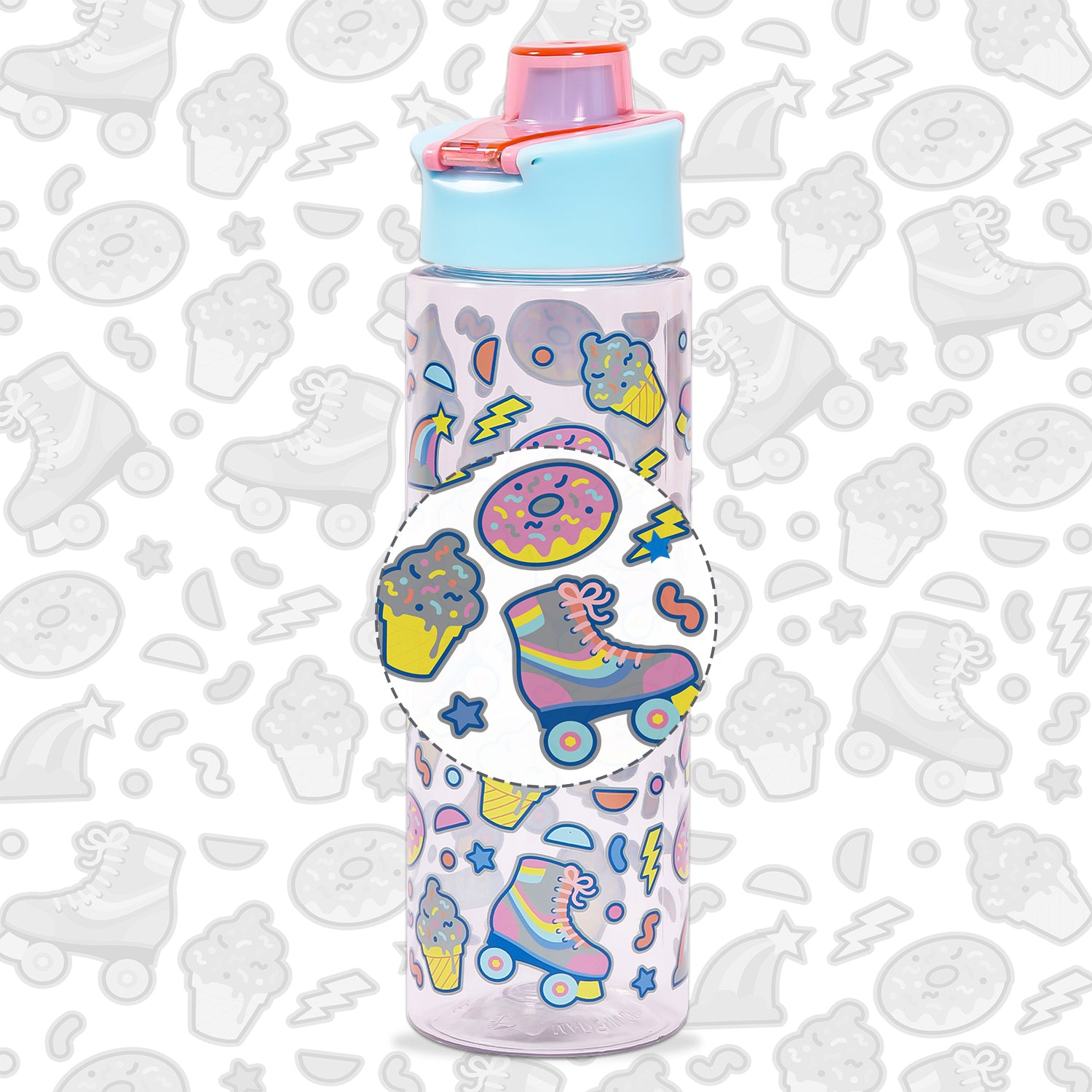 EAZY KIDS Tritan Water Bottle w/Flip Lid, Gen Z Skater - Blue, 750ml