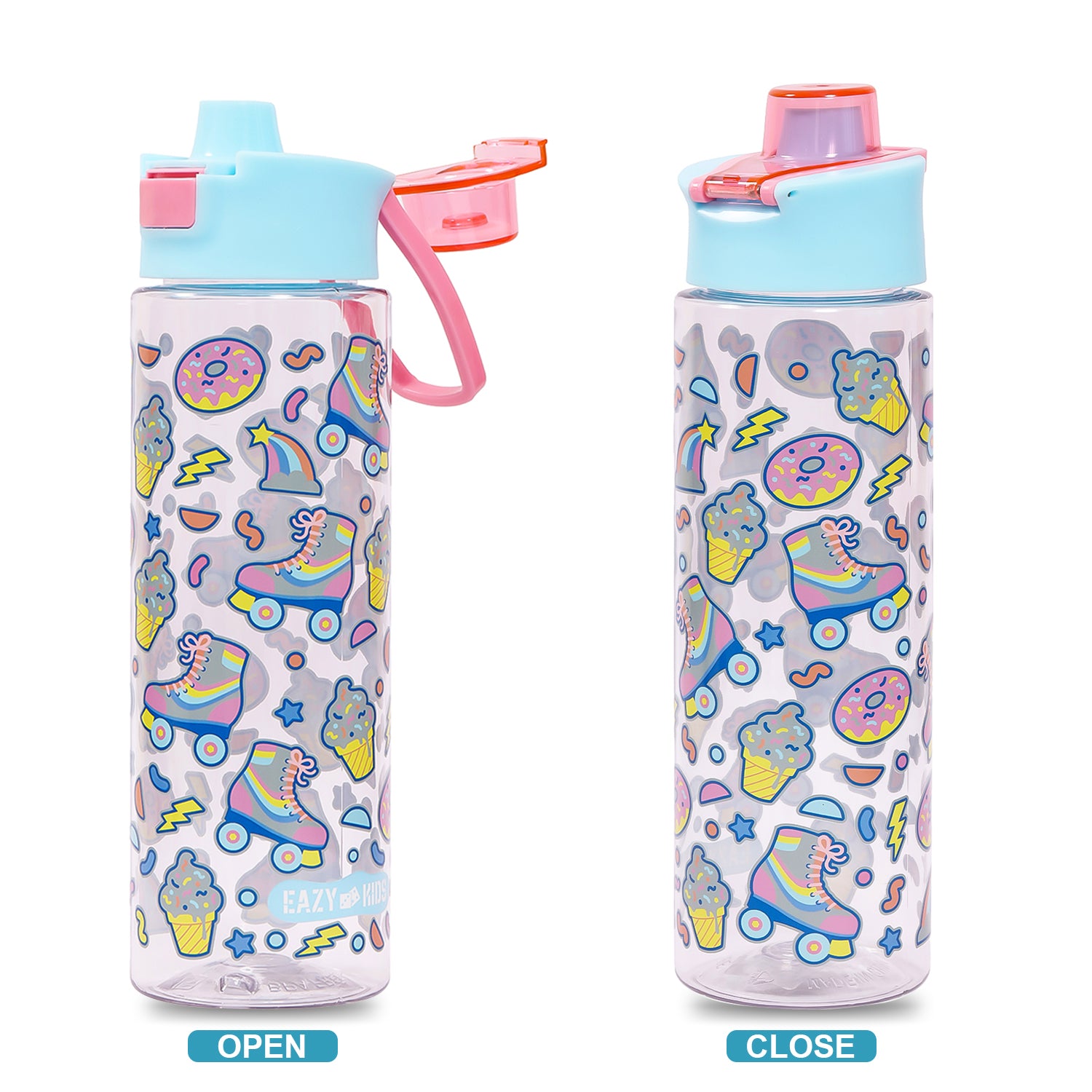 EAZY KIDS Tritan Water Bottle w/Flip Lid, Gen Z Skater - Blue, 750ml
