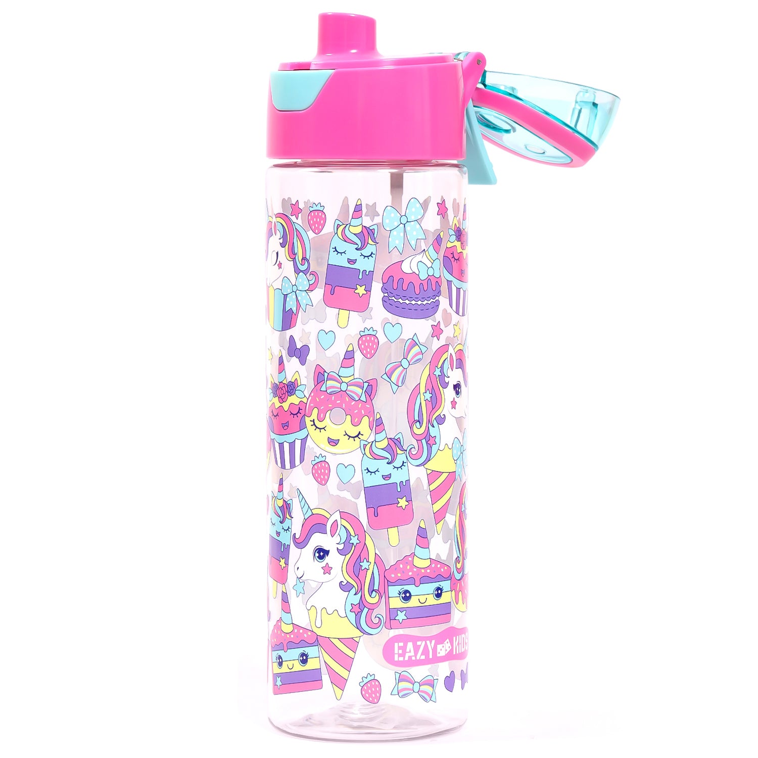 EAZY KIDS Tritan Water Bottle w/Spray, Unicorn Desert - Pink, 750ml