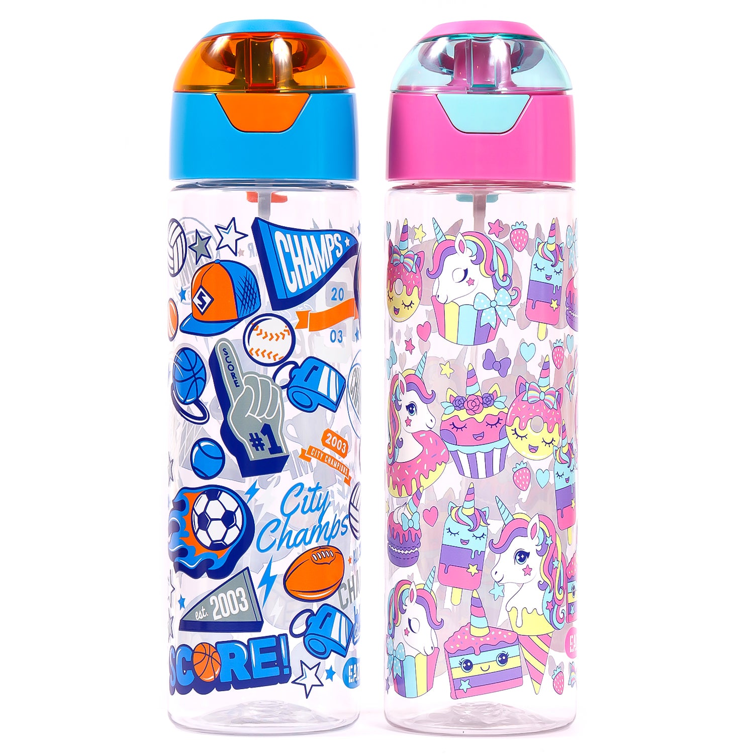 EAZY KIDS Tritan Water Bottle w/Spray, Unicorn Desert - Pink, 750ml