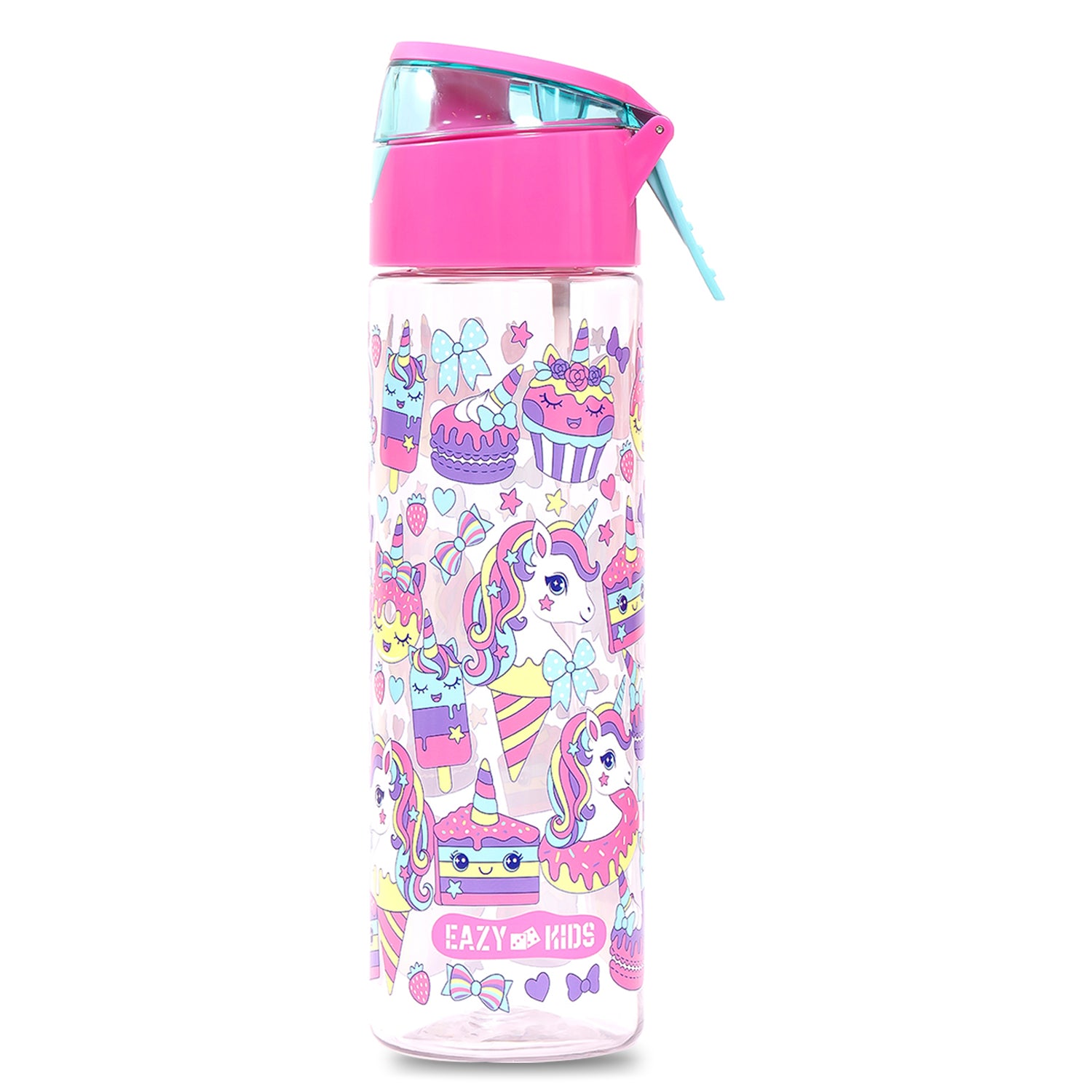 EAZY KIDS Tritan Water Bottle w/Spray, Unicorn Desert - Pink, 750ml