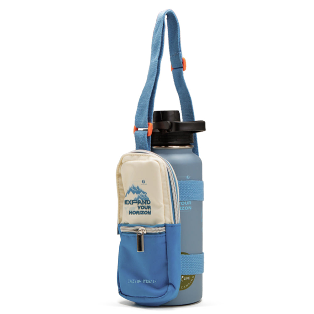 EAZY KIDS - Water Bottle Explorer w/Travel Sling Bag, 950ml Blue