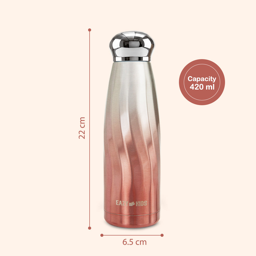Eazy Kids Double Walled Stainless Steel Water Bottle, 420ml Rose Gold