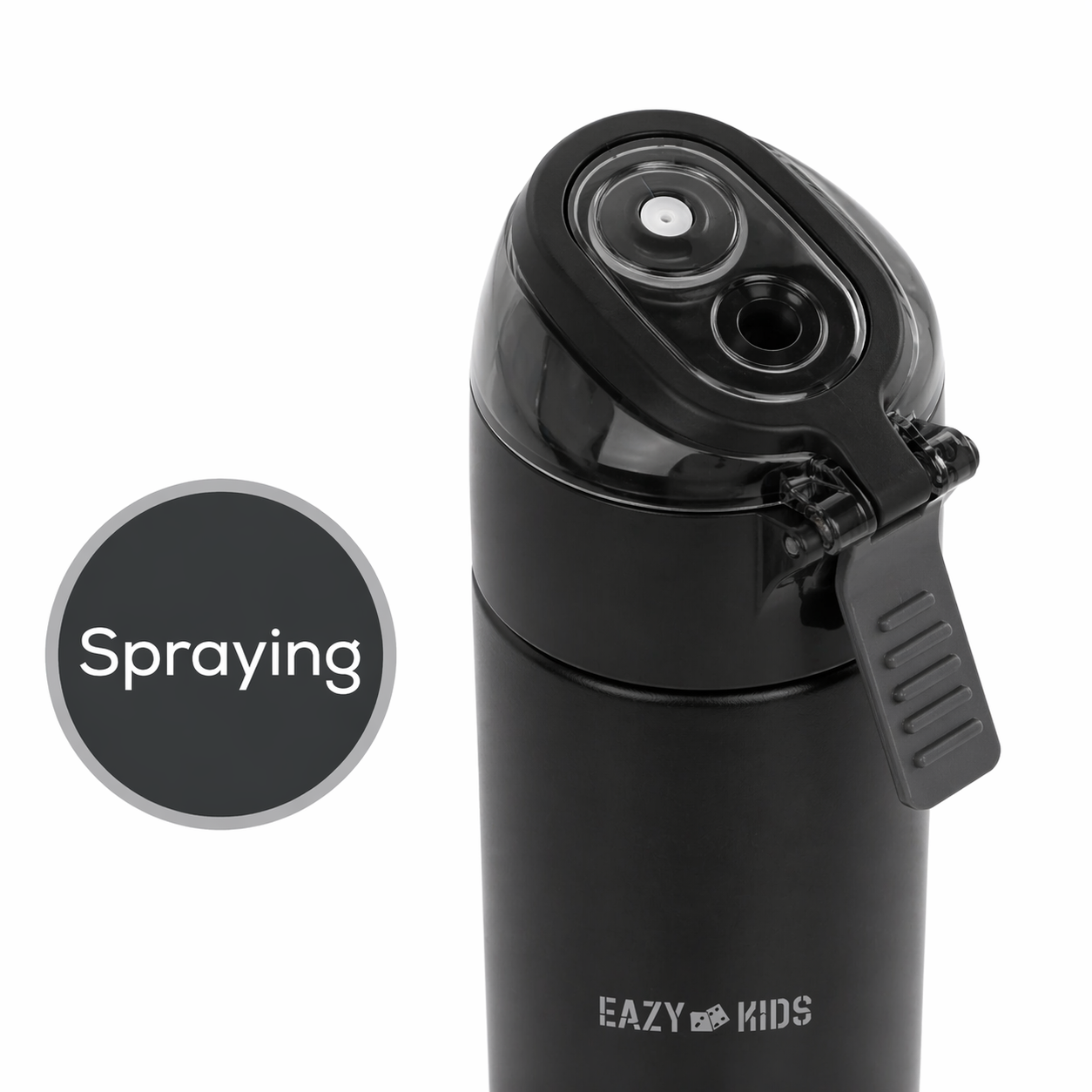 Eazy Kids - Insulated Stainless Steel Water Bottle w/Spray , 640ml Black
