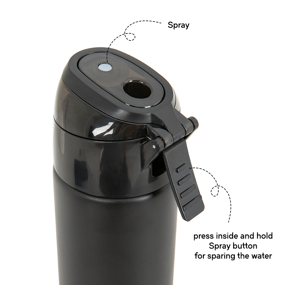 Eazy Kids Personalized - Insulated Stainless Steel Water Bottle w/Spray , 640ml Black