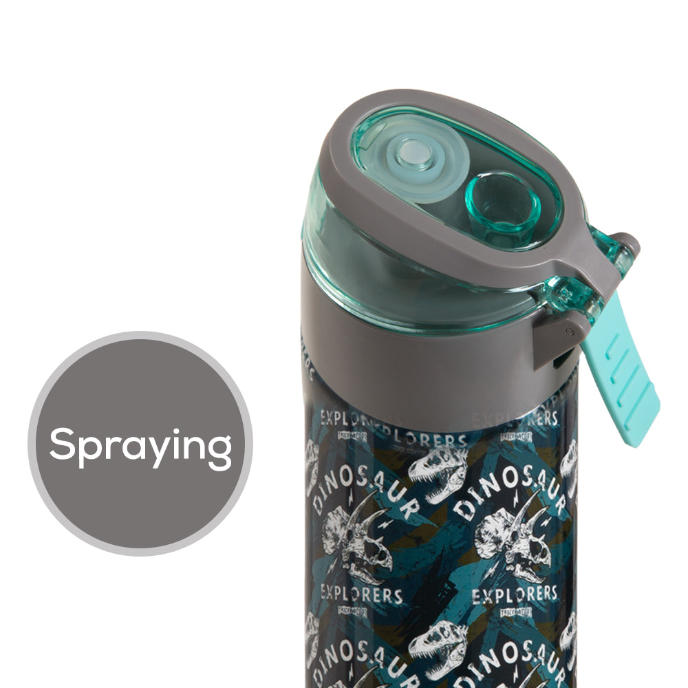 EAZY KIDS - Insulated Stainless Steel Water Bottle w/Spray -Dinosaurs, 640ml Green