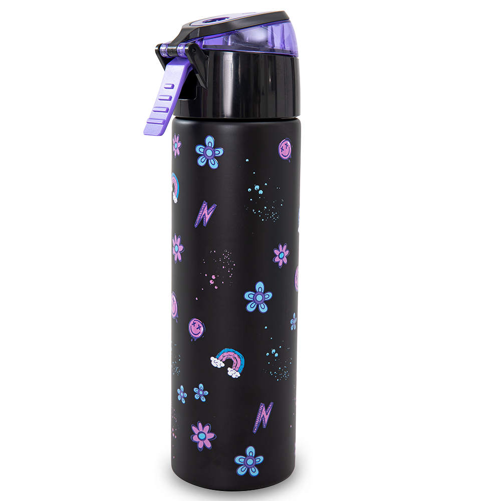 Eazy Kids Personalized - Insulated Stainless Steel Water Bottle w/Spray, Teddy 640ml - Black