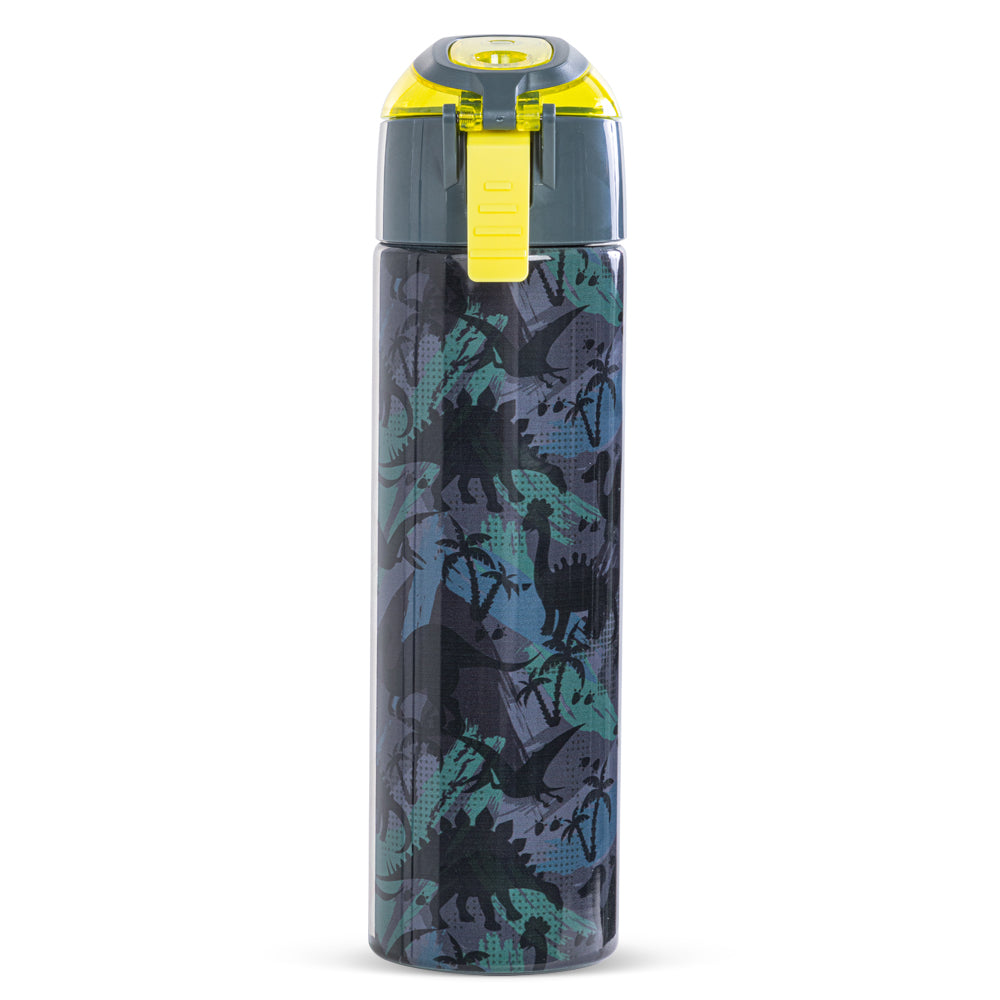 EAZY KIDS - Insulated Stainless Steel Water Bottle w/Spray -T-Rex, 640ml Green