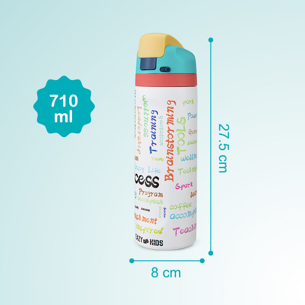 Eazy Kids Personalized Stainless Steel Water Bottle w/ Straw and Spout 710mL Success