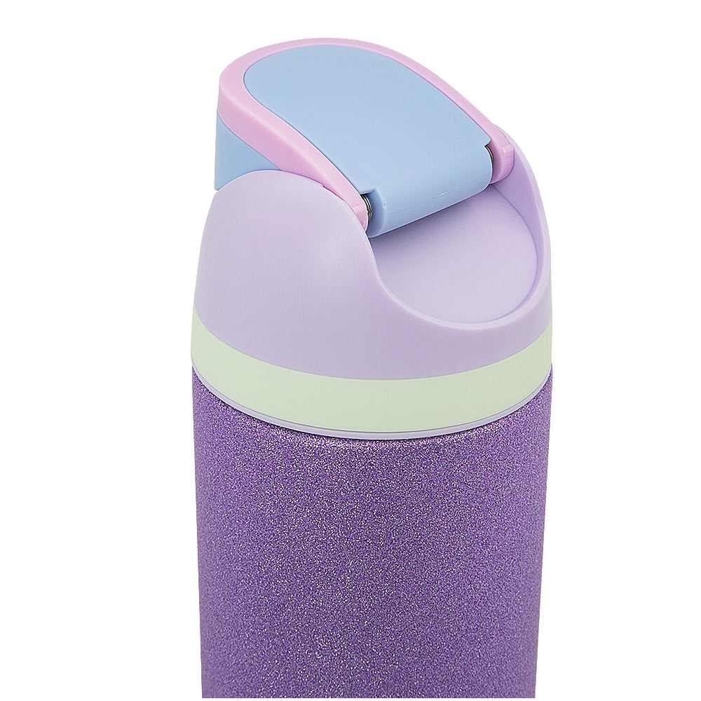 Eazy Kids Glitter Stainless Steel Water Bottle 720ml – Double Wall Insulated, Spout Lid, Leakproof - Purple
