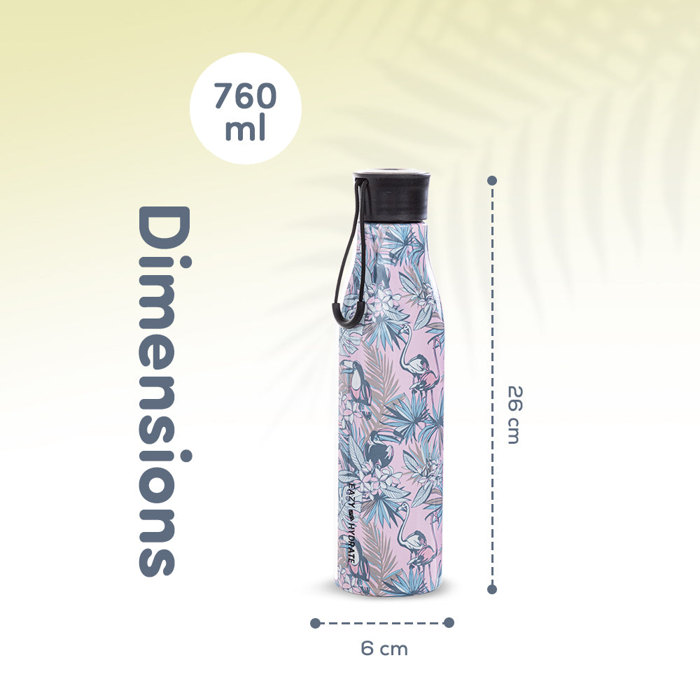EAZY KIDS Steel Water Bottle, 760ml Floral