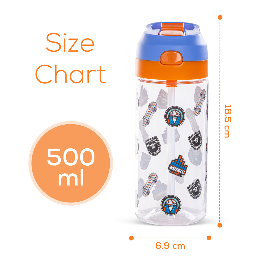 EAZY KIDS -Skater Tritan Water Bottle W/Spray 500ml - Blue