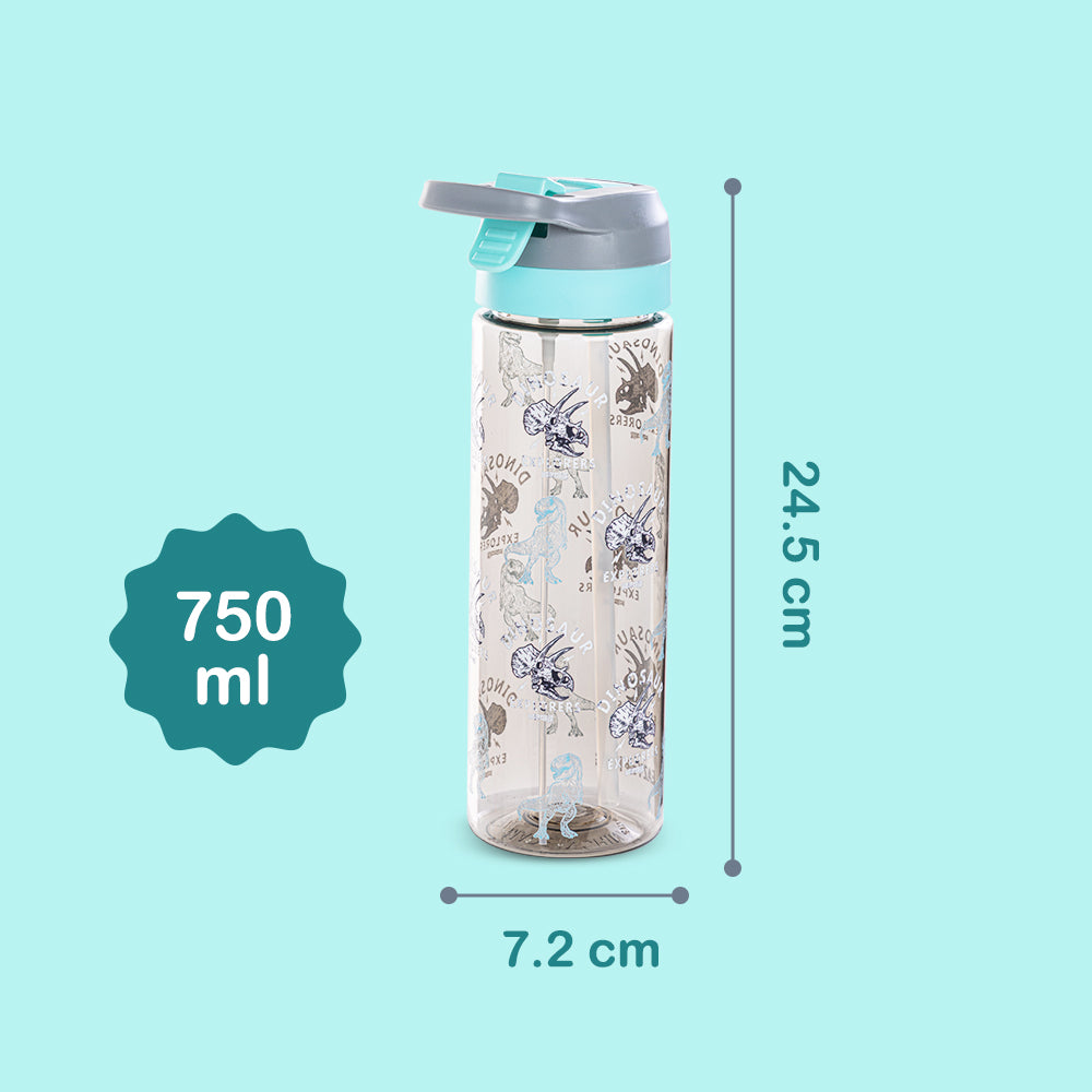 EAZY KIDS -Dinosaur Tritan Water Bottle W/Spray 750ml - Grey