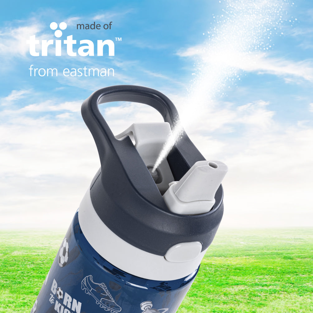 EAZY KIDS -Football Tritan Water Bottle W/Spray 750ml - Blue