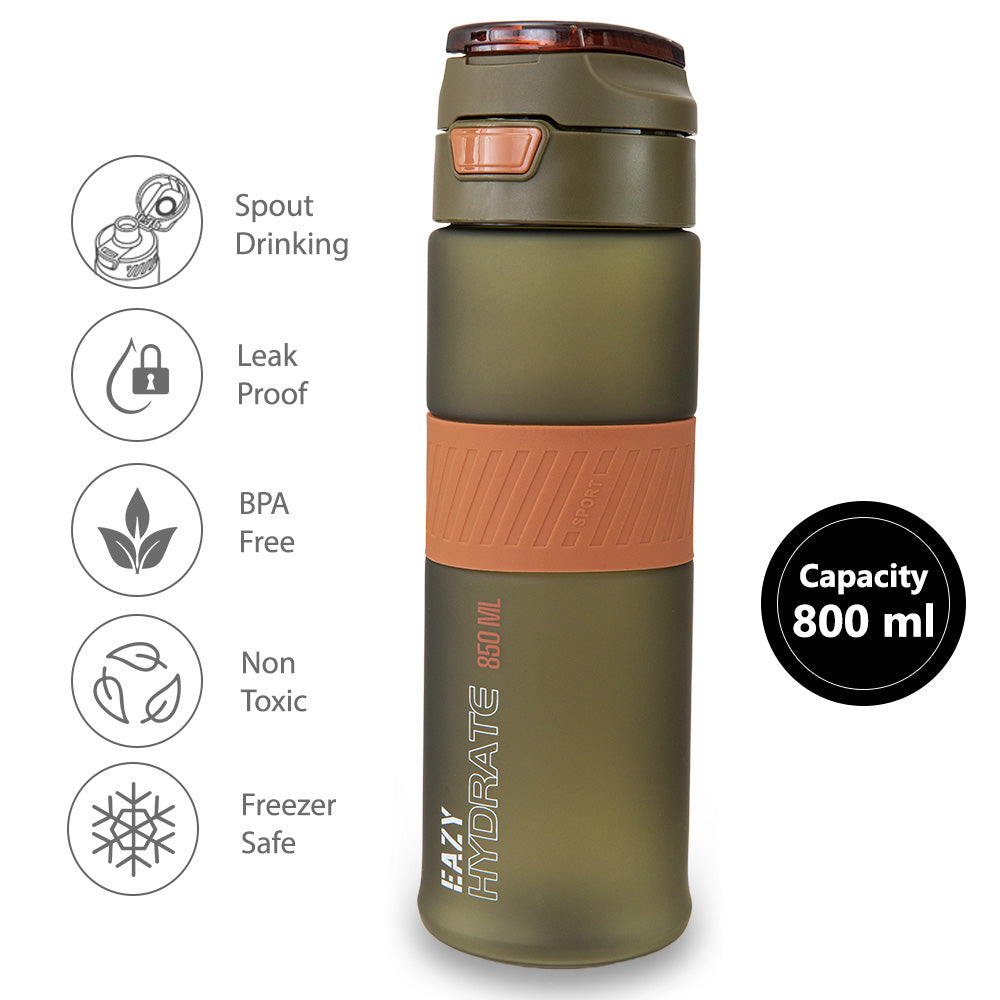 Eazy Kids Tritan Water Bottle 850ml with Spout Lid & Handle - Olive Green