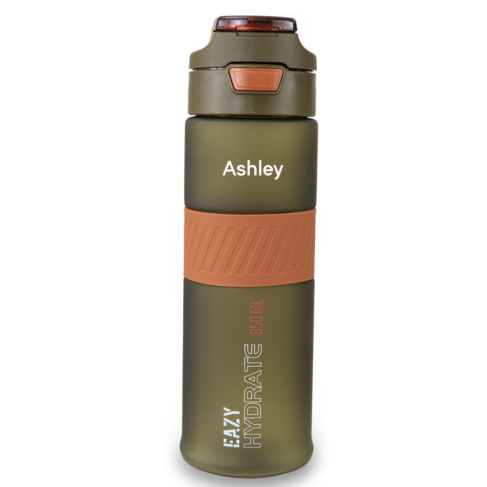 Eazy Kids Personalized Tritan Water Bottle 850ml with Spout Lid & Handle - Olive Green