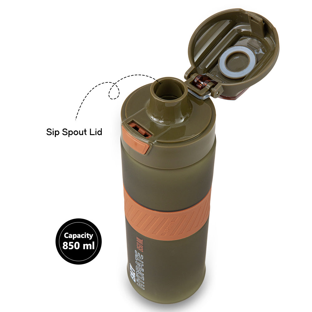 Eazy Kids Personalized Tritan Water Bottle 850ml with Spout Lid & Handle - Olive Green