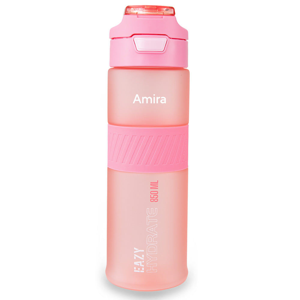 Eazy Kids Personalized Tritan Water Bottle 850ml with Spout Lid & Handle - Candy Coral