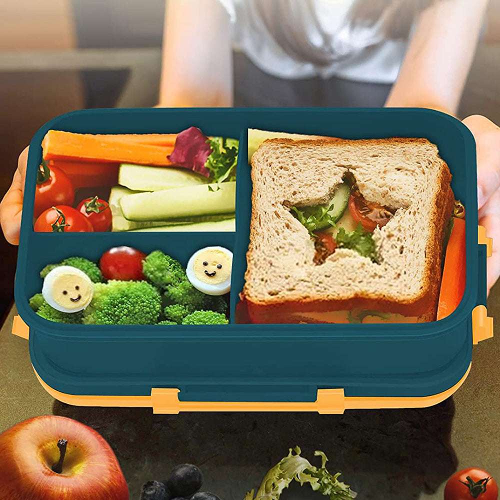 EAZY KIDS Wheat Straw Leakproof Eco - Friendly Bento Lunch Box - Blue (1500ml)