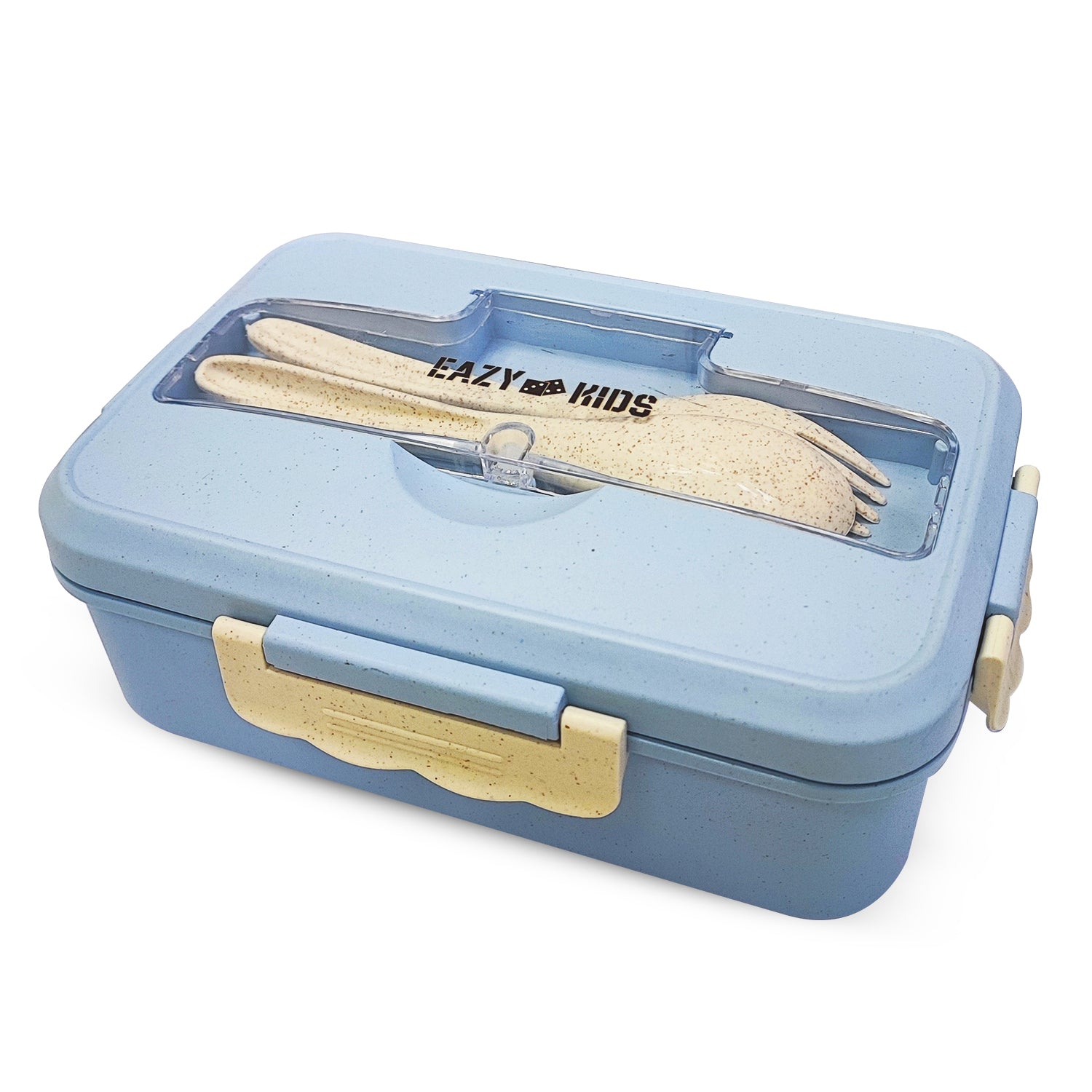 EAZY KIDS Wheat Straw Leakproof Eco Bento Lunch Box - Blue (1000ml)