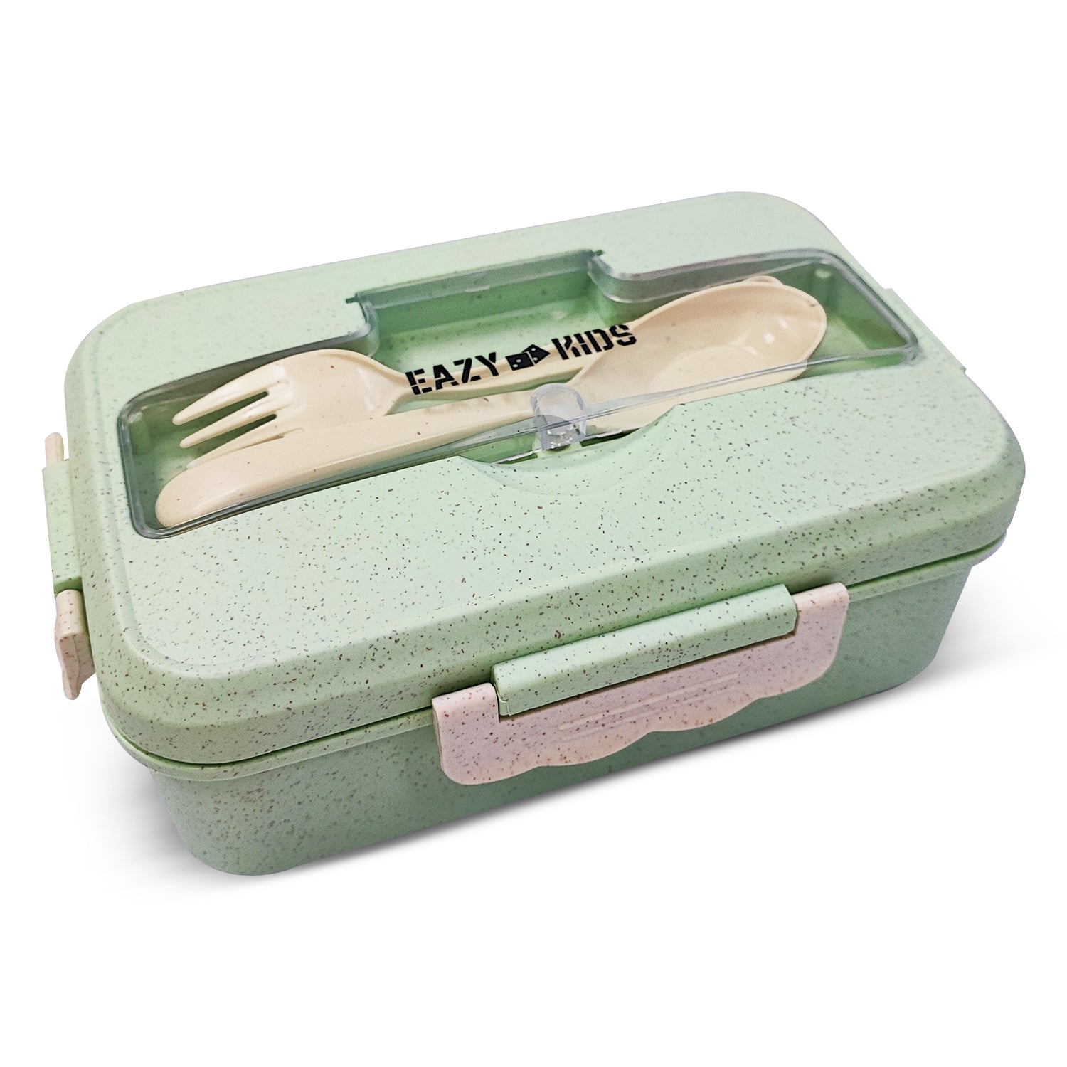EAZY KIDS Wheat Straw Leakproof Eco Bento Lunch Box - Green (1000ml)
