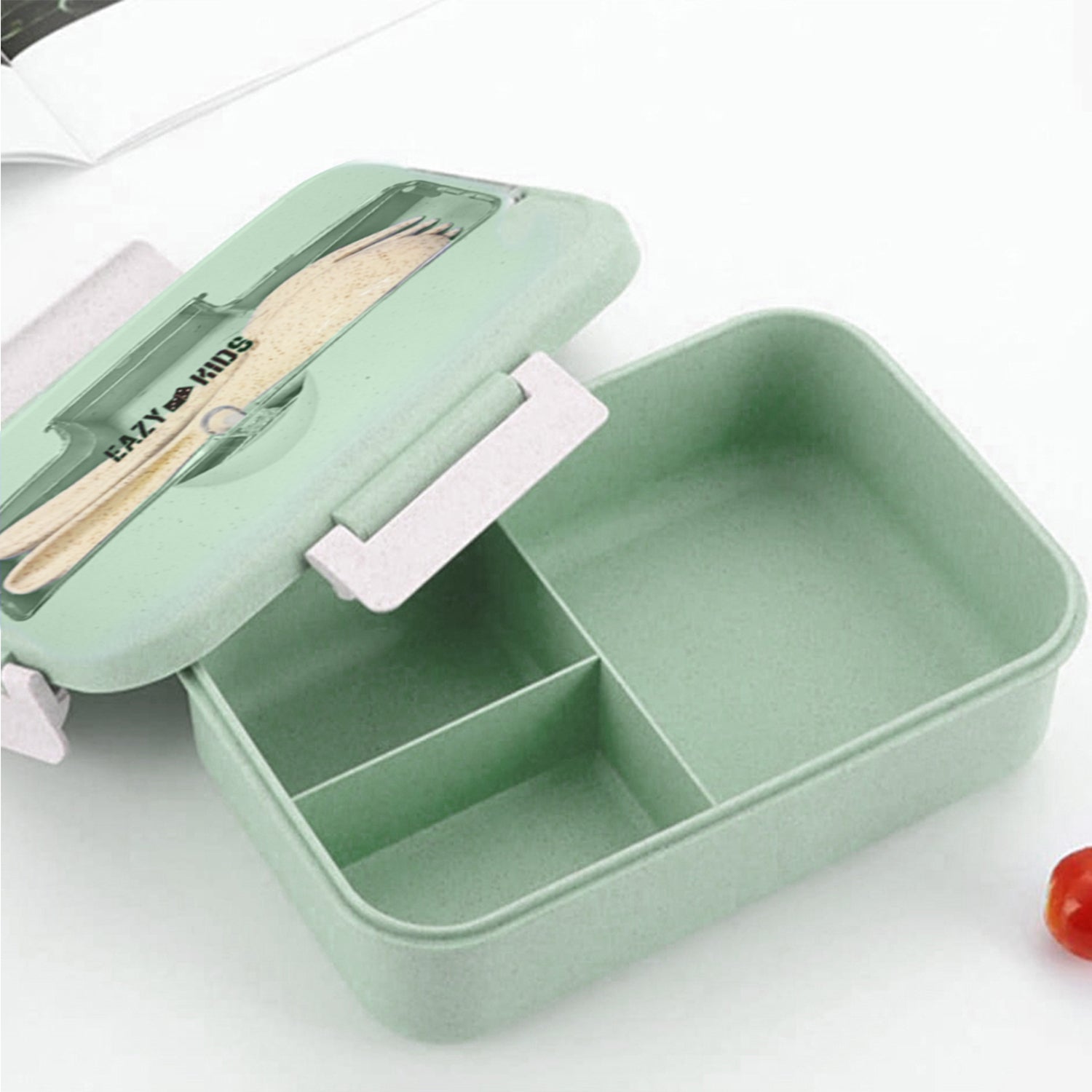 EAZY KIDS Wheat Straw Leakproof Eco Bento Lunch Box - Green (1000ml)