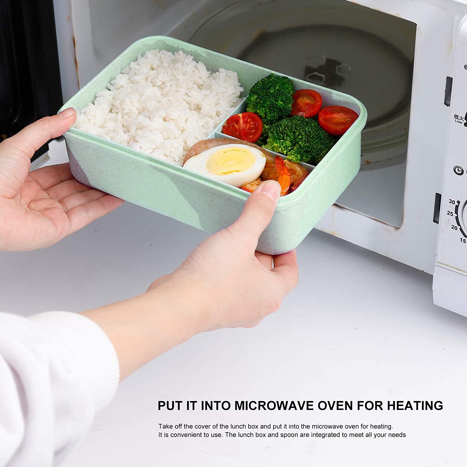 EAZY KIDS Wheat Straw Leakproof Eco Bento Lunch Box - Green (1000ml)