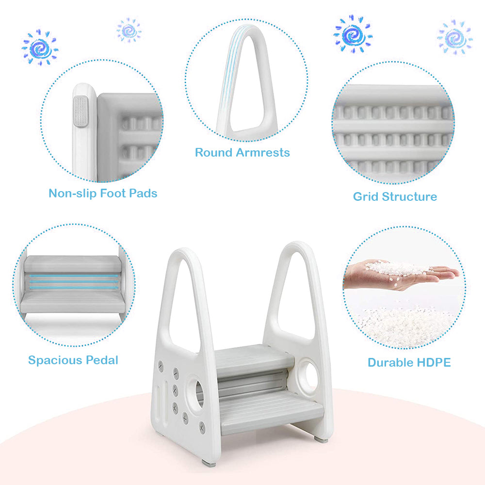 EAZY KIDS 2 Step Stool - Grey