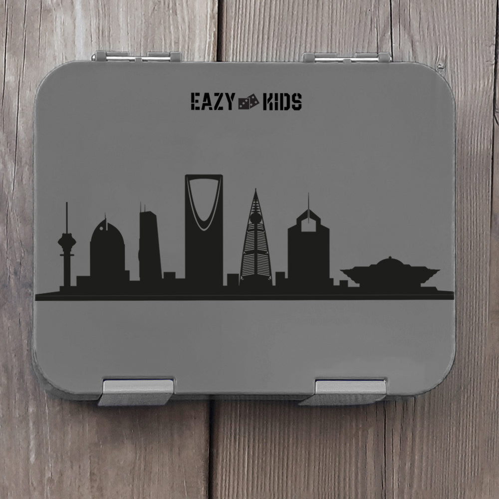 EAZY KIDS 4 Compartment Bento Lunch Box - Skyline Saudi Grey