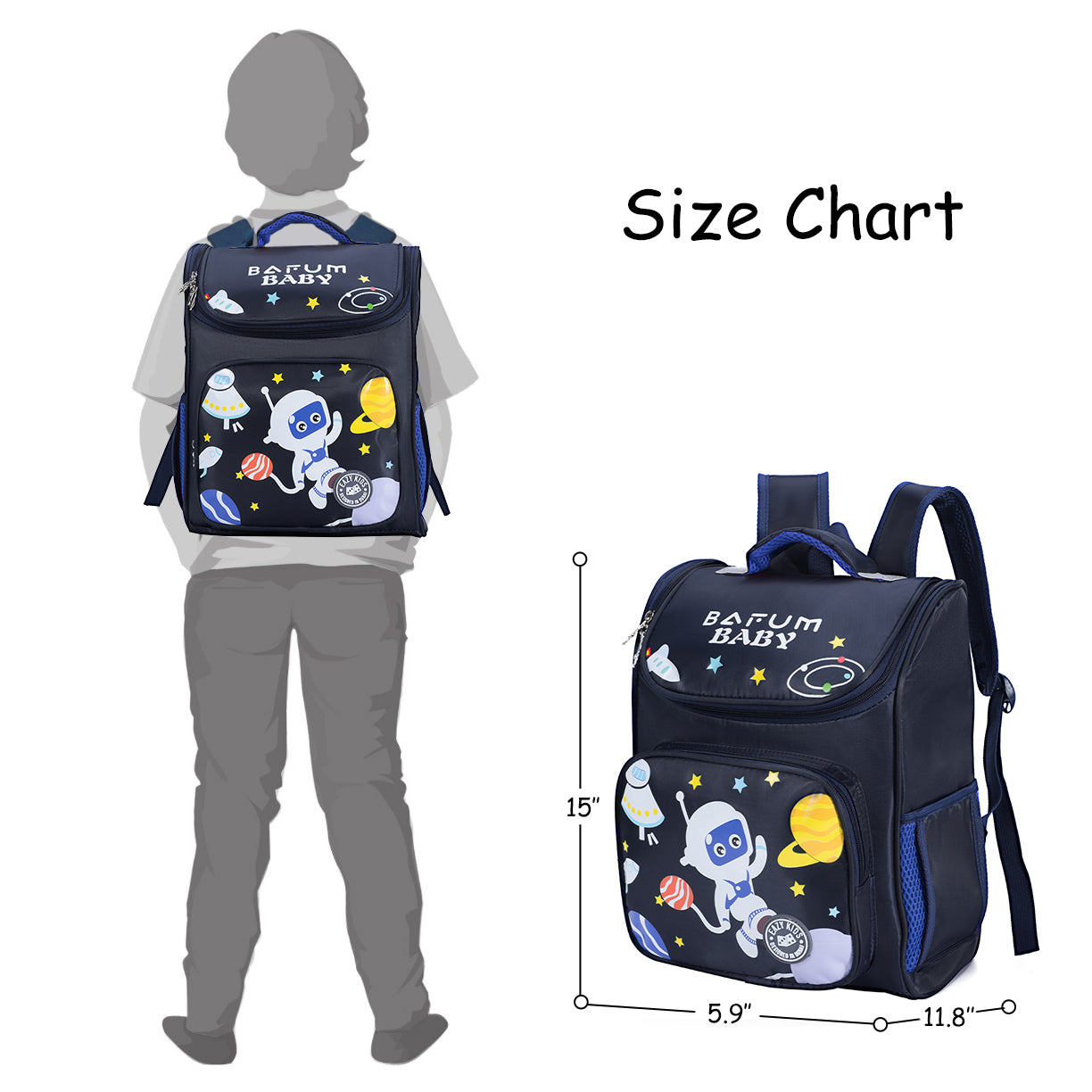 EAZY KIDS Astronaut School bag - Blue