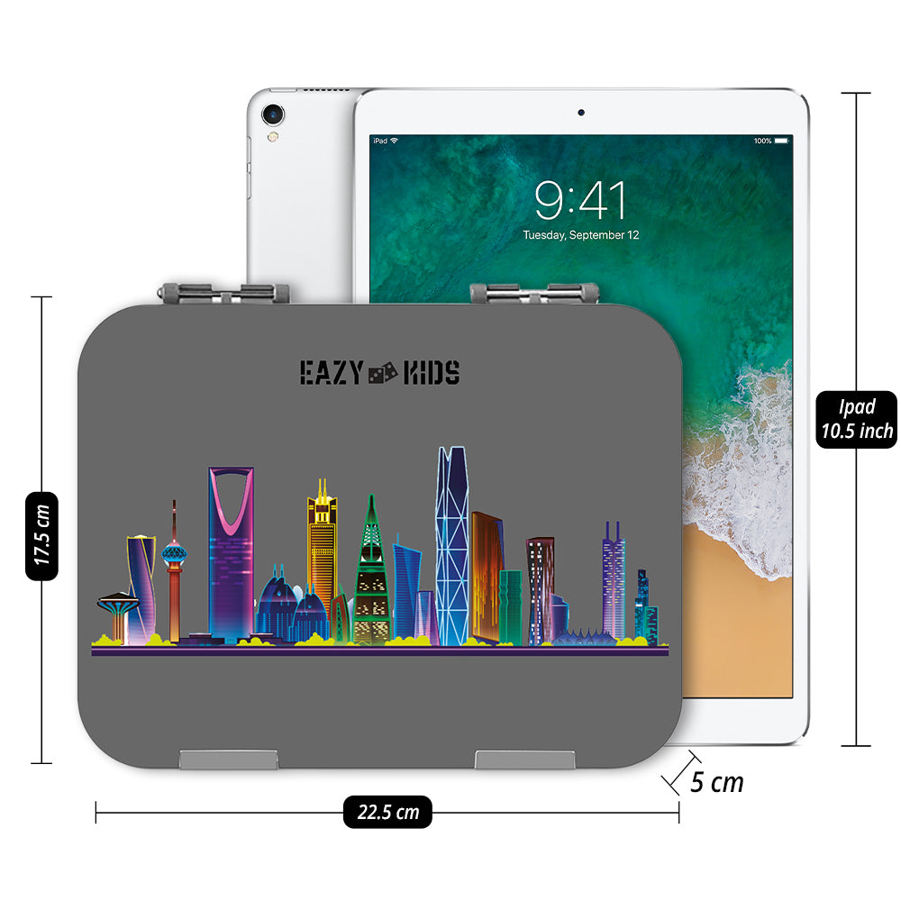 EAZY KIDS Bento Boxes wt Insulated Lunch Bag Combo - Love Riyadh Grey