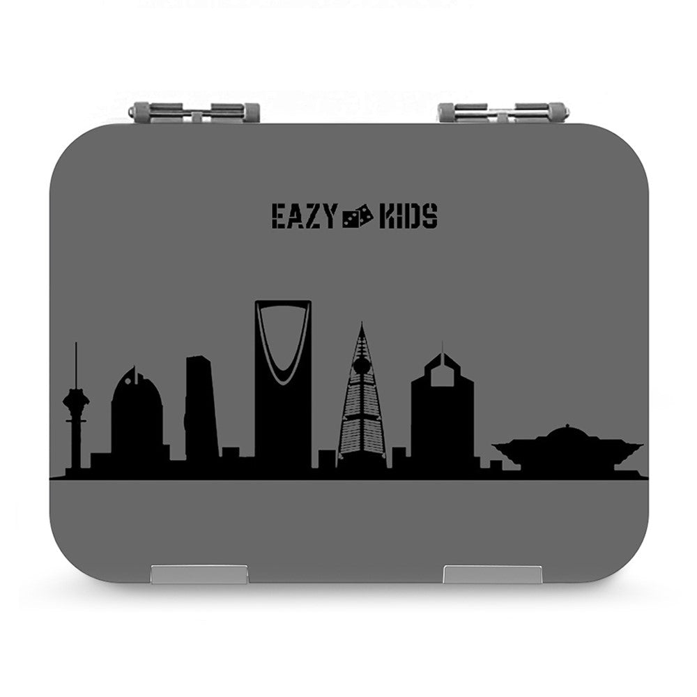 EAZY KIDS Bento Boxes wt Insulated Lunch Bag Combo - Love Saudi Grey