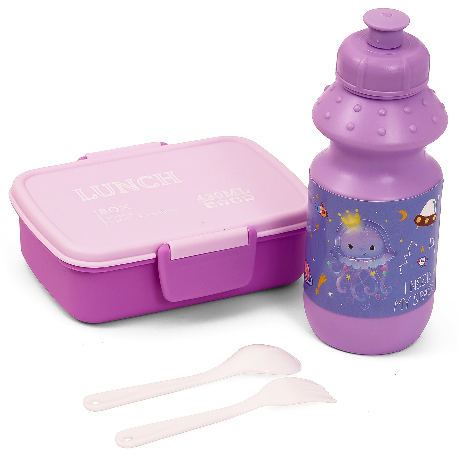 EAZY KIDS Lunch Box wt Bottle - Purple