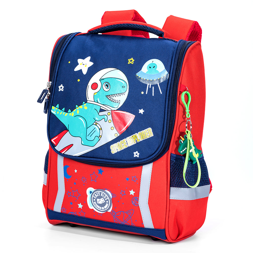 EAZY KIDS School Bag Dino in Space - Red