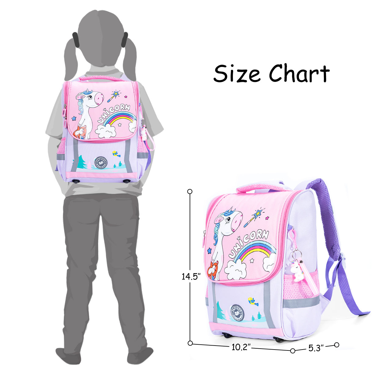 EAZY KIDS School Bag Unicorn - Purple + Pink