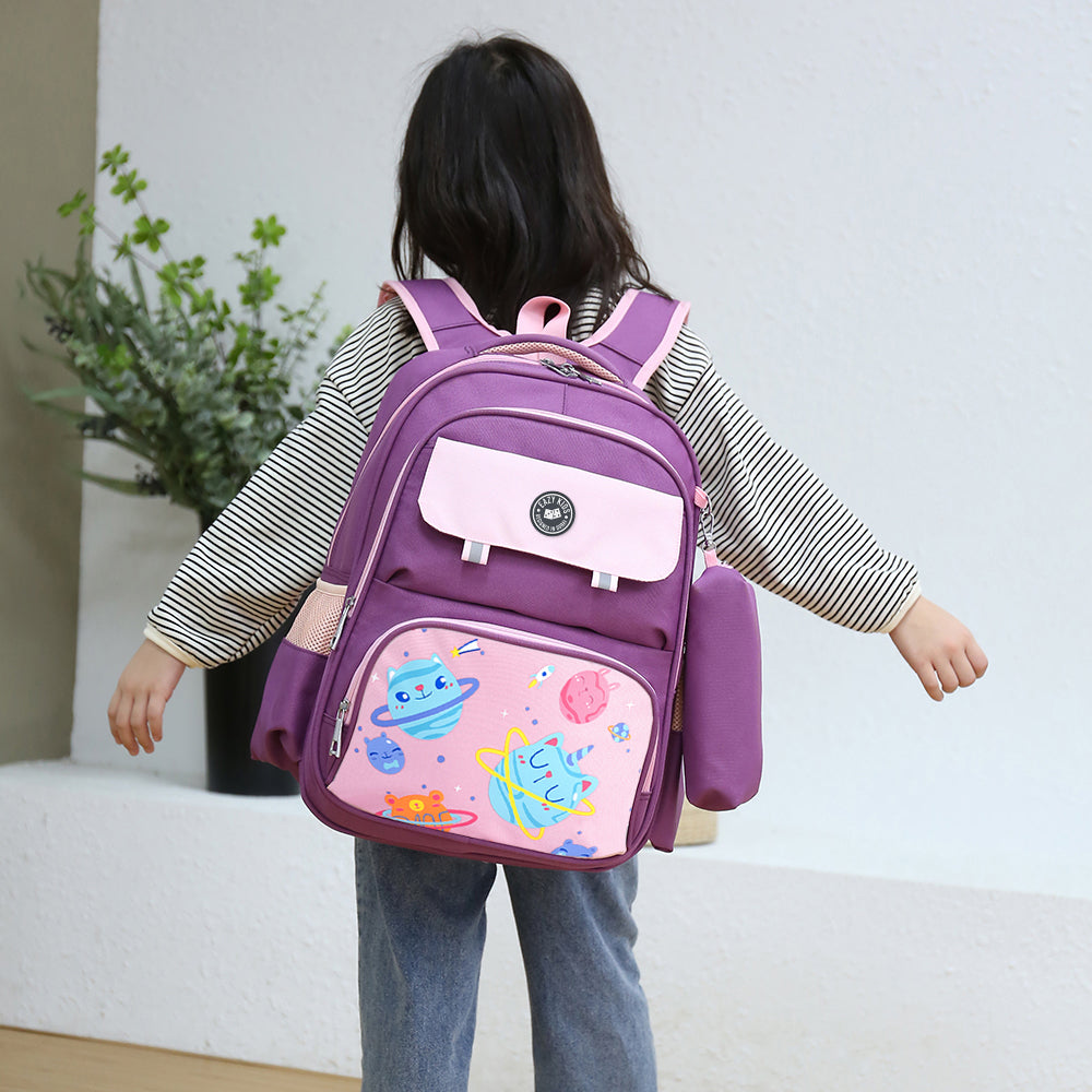 EAZY KIDS Unicorn Planet school bag w/t Pencil Case - Purple