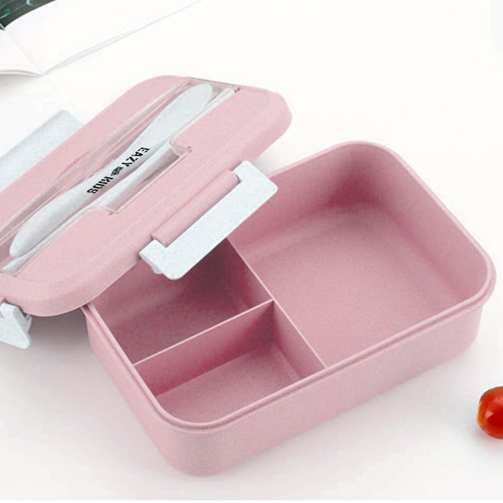 EAZY KIDS Wheat Straw Leakproof Eco Bento Lunch Box - Pink (1000ml)