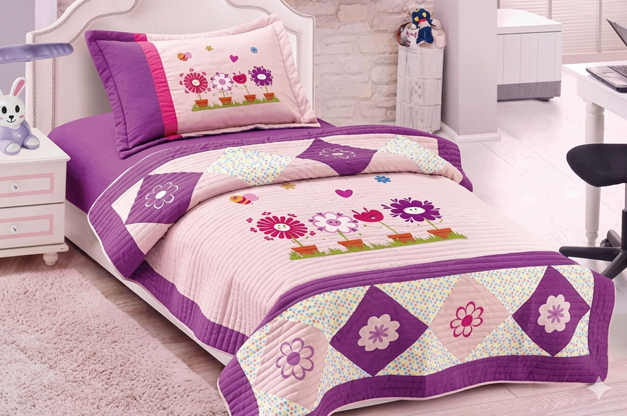 Little Story-Daisy Dream Quilted Comforter 3 pcs set-Purple