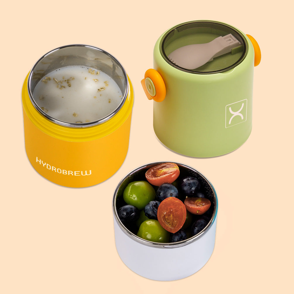 HYDROBREW Double Decker Stainless Steel Lunch Box w/Folding Spork - Sage and Amber