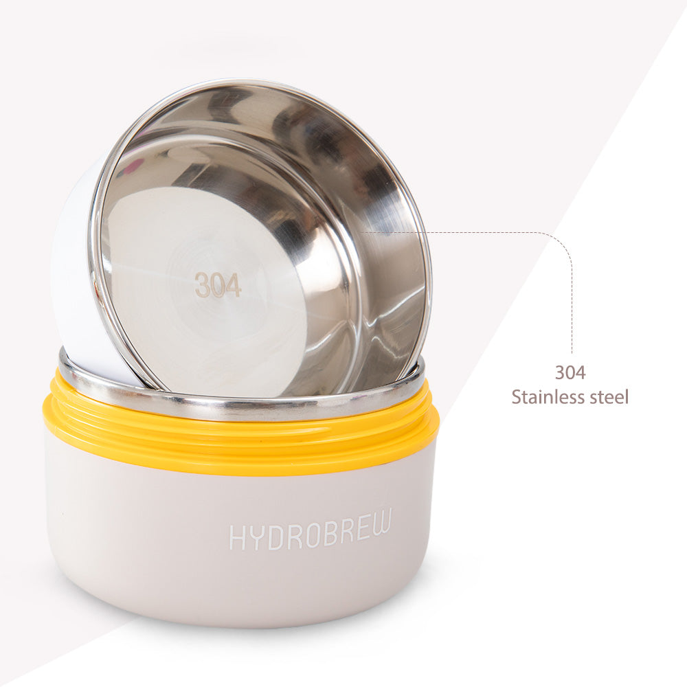 Hydrobrew Triple Decker Stainless Steel Lunch Box w/ Spoon-Desert Sand