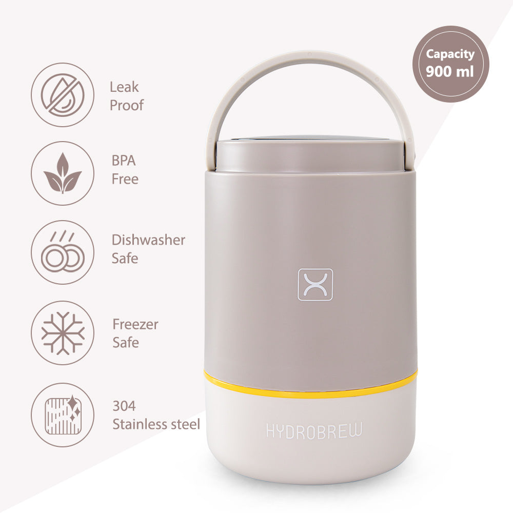 Hydrobrew Triple Decker Stainless Steel Lunch Box w/ Spoon-Desert Sand