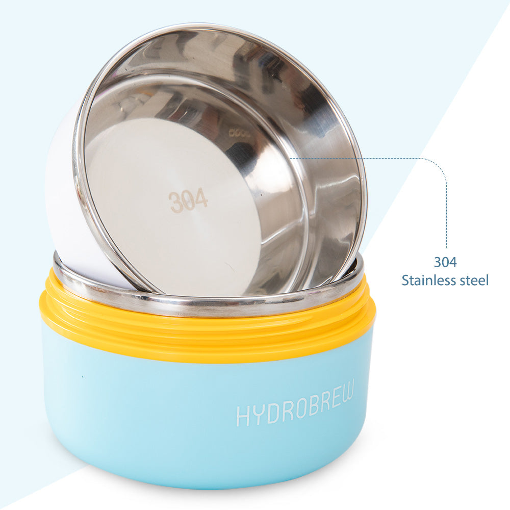 Hydrobrew Triple Decker Stainless Steel Lunch Box w/ Spoon-Candy Cloud