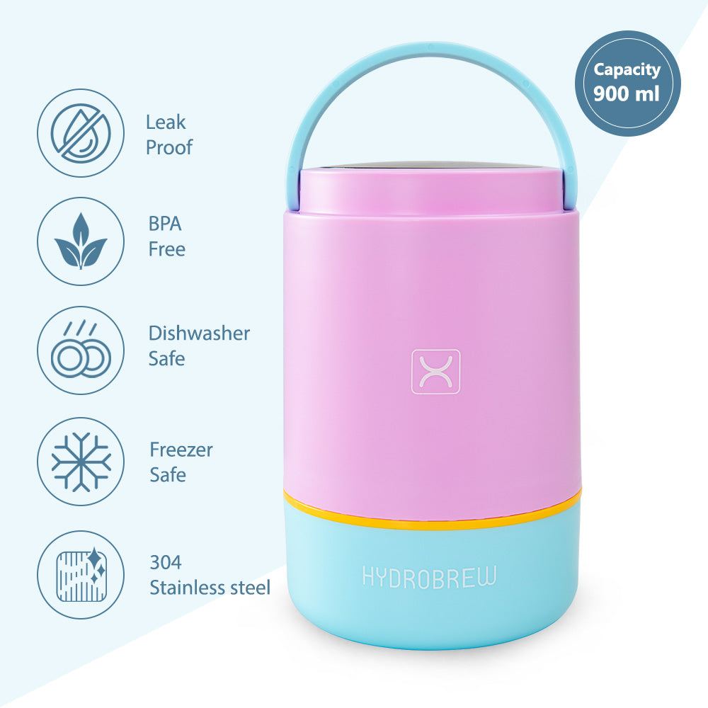 Hydrobrew Triple Decker Stainless Steel Lunch Box w/ Spoon-Candy Cloud