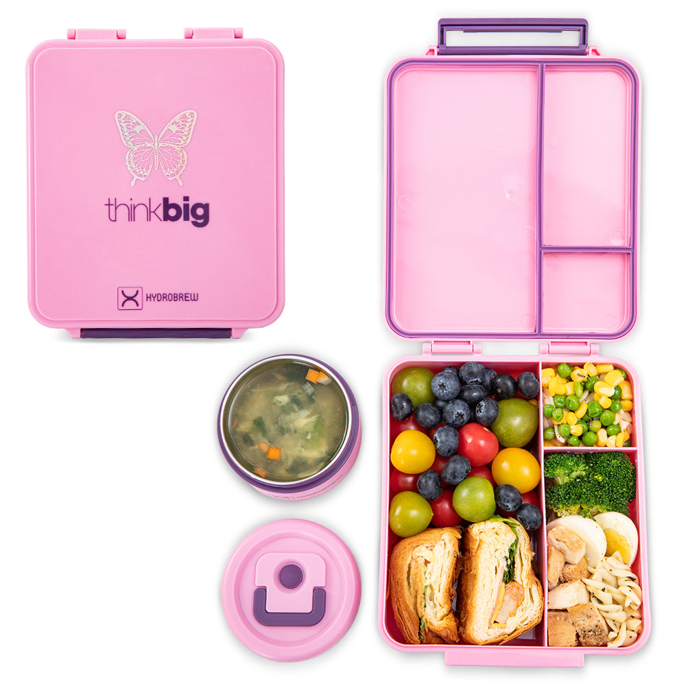Hydrobrew Personalized Bento Lunch Box w/Steel Food Jar - ThinkBig Pink
