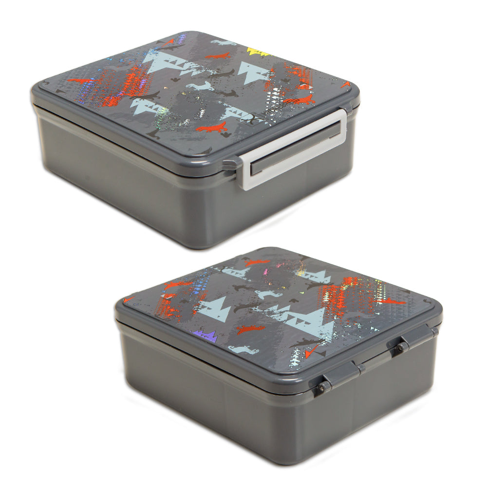 HYDROBREW Bento Lunch Box w/Steel Food Jar - Dinosaurs Grey
