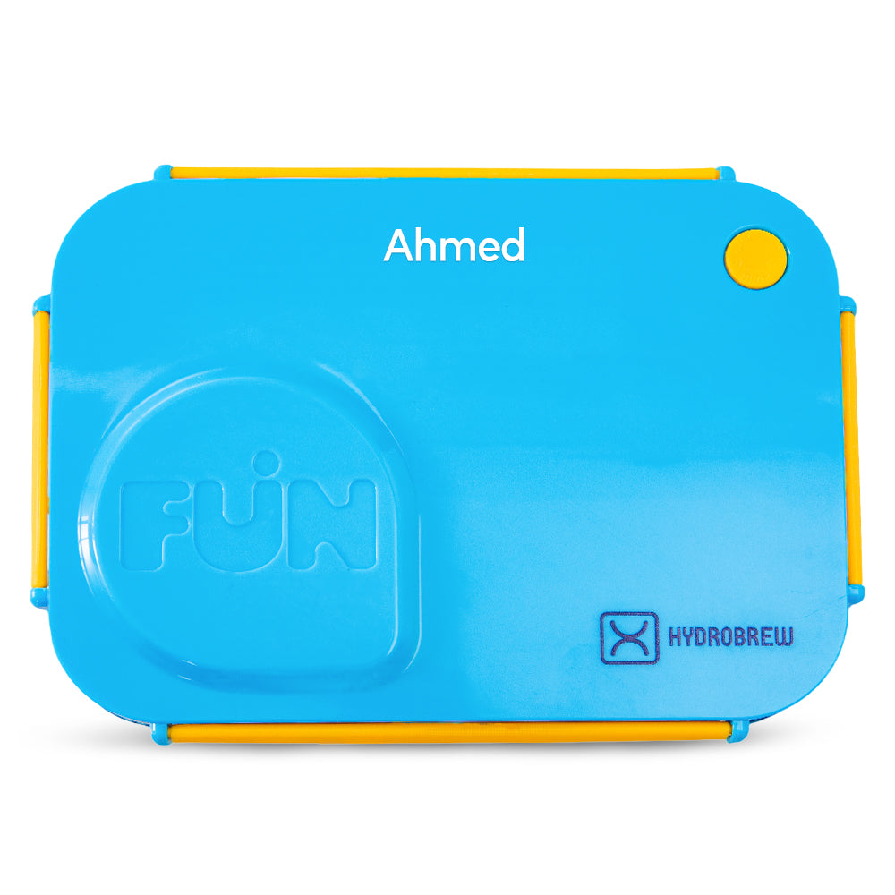 Hydrobrew Personalized Steel Core Lunch Box 750ml + 150ml Food Jar w/ cutlery, Stainless Steel, Leakproof - OCEAN NAVY
