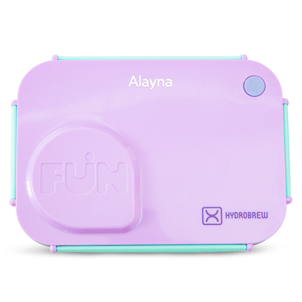 Hydrobrew Personalized Steel Core Lunch Box 750ml + 150ml Food Jar w/ cutlery, Stainless Steel, Leakproof - BERRY CREAM